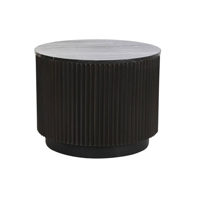 DKD Home Decor Mesa de Centro de Metal y Mármol Negro 61x61x41 cm