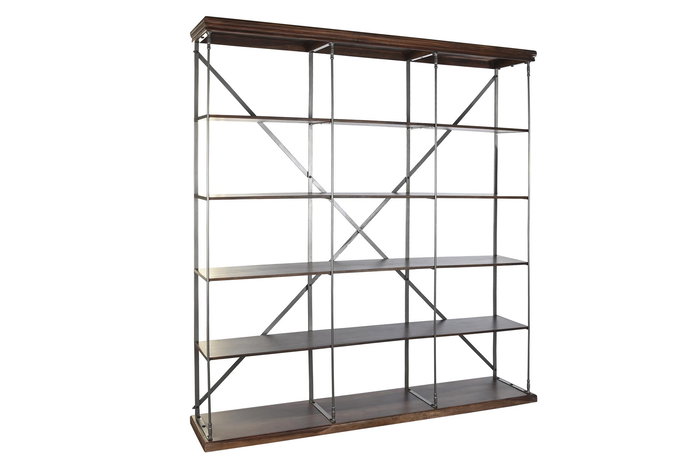 DKD Home Decor Estanteria Loft Marron Gris Claro Metal Sheesham 43 x 220 x 213 cm 4 Estantes