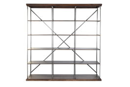 DKD Home Decor Estanteria Loft Marron Gris Claro Metal Sheesham 43 x 220 x 213 cm 4 Estantes