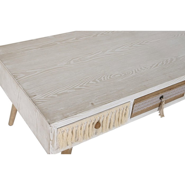 DKD Home Decor Mesa de Centro Abeto y Algodón Blanco 110x60x50