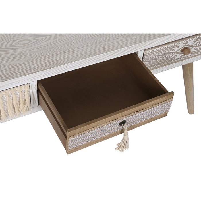 DKD Home Decor Mesa de Centro Abeto y Algodón Blanco 110x60x50