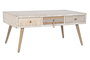 DKD Home Decor Mesa Centro Boho Blanco Natural Madera de Abeto y Algodón 110x60x50 cm