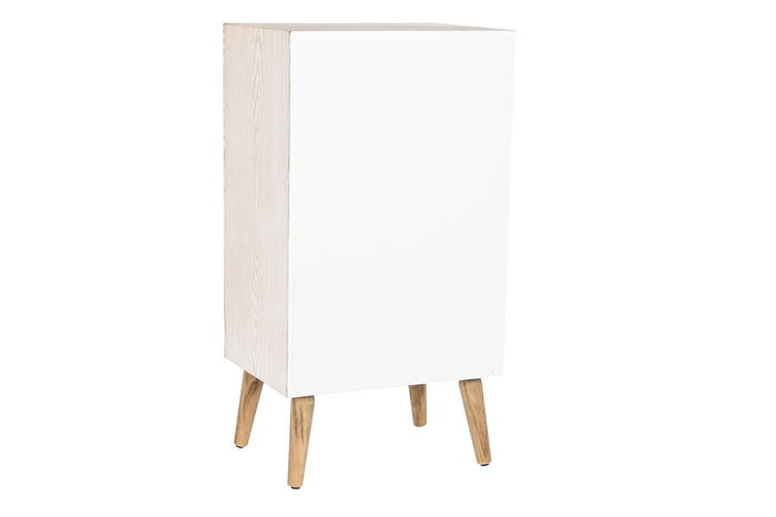 DKD Home Decor Cajonera Boho Blanco Natural Abeto Algodón 4 Cajones 48x35x89 cm