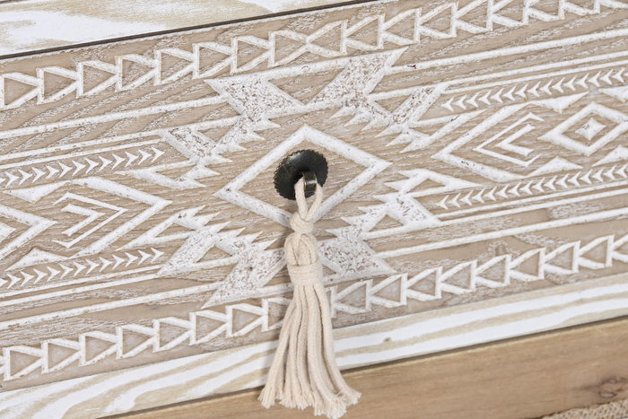 Mesita De Noche Boho DKD Home Decor Blanco Natural 35 x 72 x 48 cm