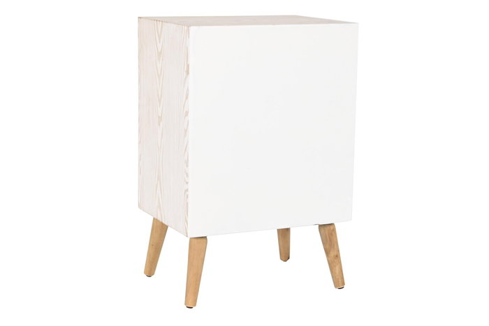 Mesita De Noche Boho DKD Home Decor Blanco Natural 35 x 72 x 48 cm