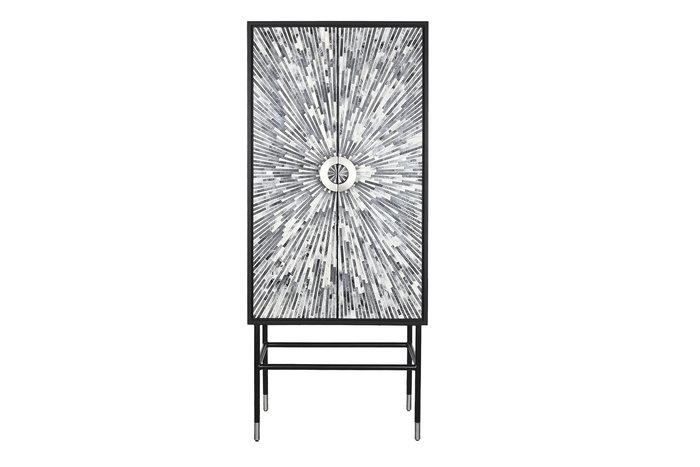 DKD Home Decor Armario Moderno Negro Gris 2 Puertas 40 x 181 x 75 cm