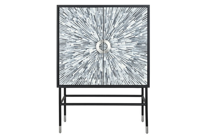 DKD Home Decor Aparador Moderno Negro Gris 2 Puertas 3 Estanterias 100 x 40 x 140 cm