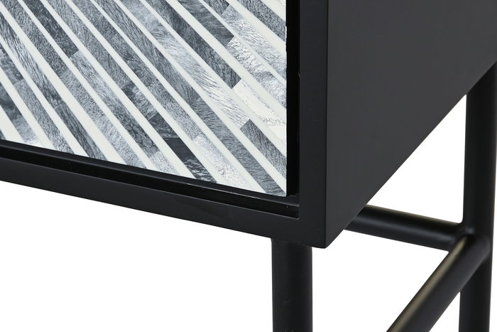 DKD Home Decor Aparador Moderno Negro Gris 2 Puertas 3 Estanterias 100 x 40 x 140 cm