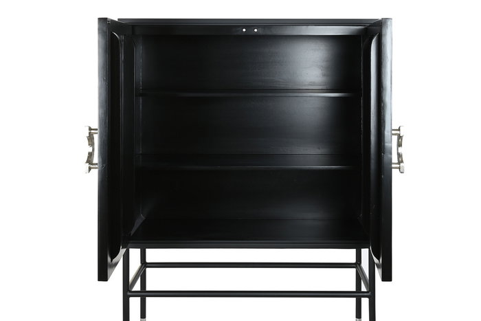 DKD Home Decor Aparador Moderno Negro Gris 2 Puertas 3 Estanterias 100 x 40 x 140 cm