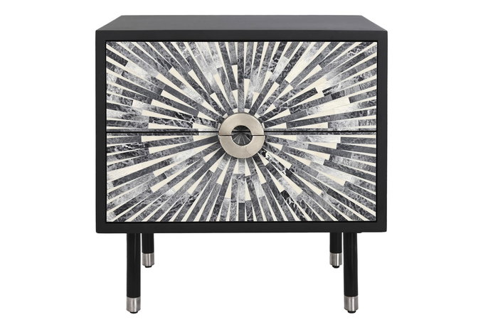 Mesita De Noche Moderno DKD Home Decor Negro Gris 35x51x50 cm