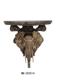 DKD Home Decor Repisa de Resina con Elefante Dorado y Negro