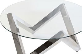 DKD Home Decor Mesa Centro Chic Plateado Transparente Acero Cristal templado 90 x 90 x 45 cm