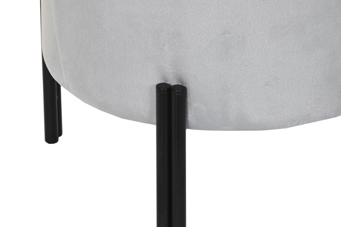 DKD Home Decor Reposapiés Gris 44 x 44 x 42 cm Poliéster Metal con Tapa