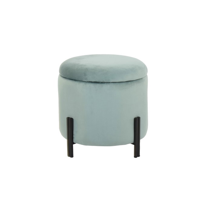 DKD Home Decor Reposapiés Turquesa con Acabado de Terciopelo y Tapa