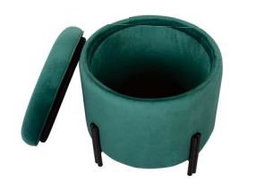 DKD Home Decor Reposapiés Turquesa con Acabado de Terciopelo y Tapa