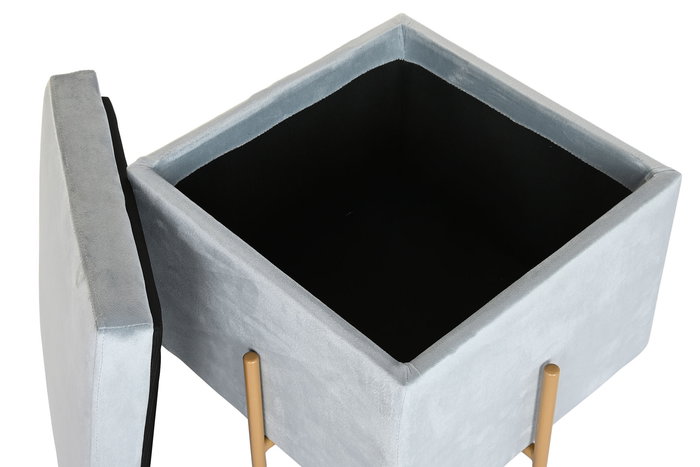 DKD Home Decor Reposapies Gris Dorado Metal Poliester 45 x 45 x 45 cm