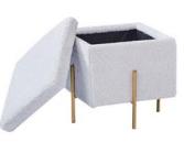 DKD Home Decor Reposapiés de Terciopelo Gris y Dorado