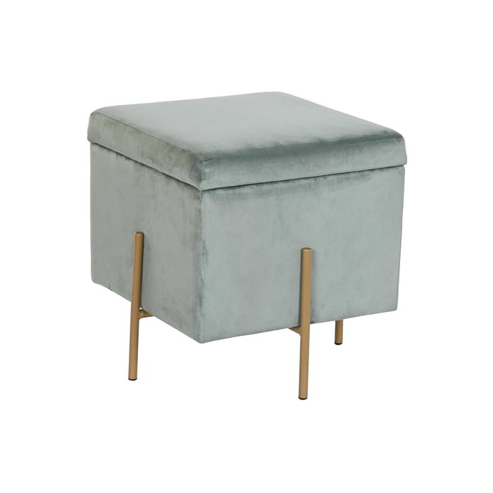 DKD Home Decor Reposapiés de Terciopelo Verde con Tapa DKD Home Decor Reposapiés de Terciopelo Verde con Tapa