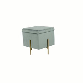 DKD Home Decor Reposapiés de Terciopelo Verde con Tapa