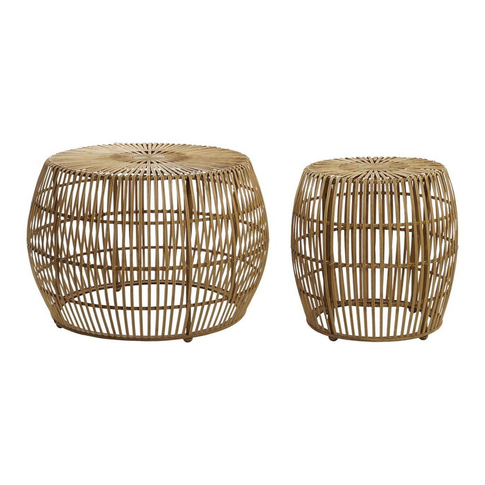DKD Home Decor Set de 2 Mesas de Centro de Bambú 70x70x50 cm Natural