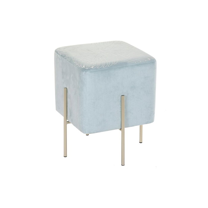 DKD Home Decor Reposapiés de Metal y Poliéster Azul Celeste y Dorado