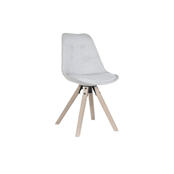 DKD Home Decor Silla de Roble y Poliéster Gris Claro