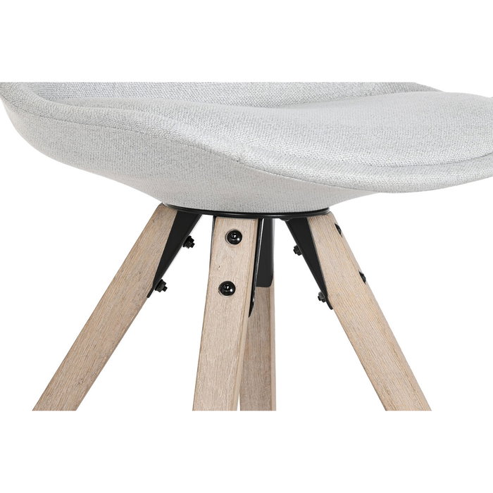 DKD Home Decor Silla de Roble y Poliéster Gris Claro