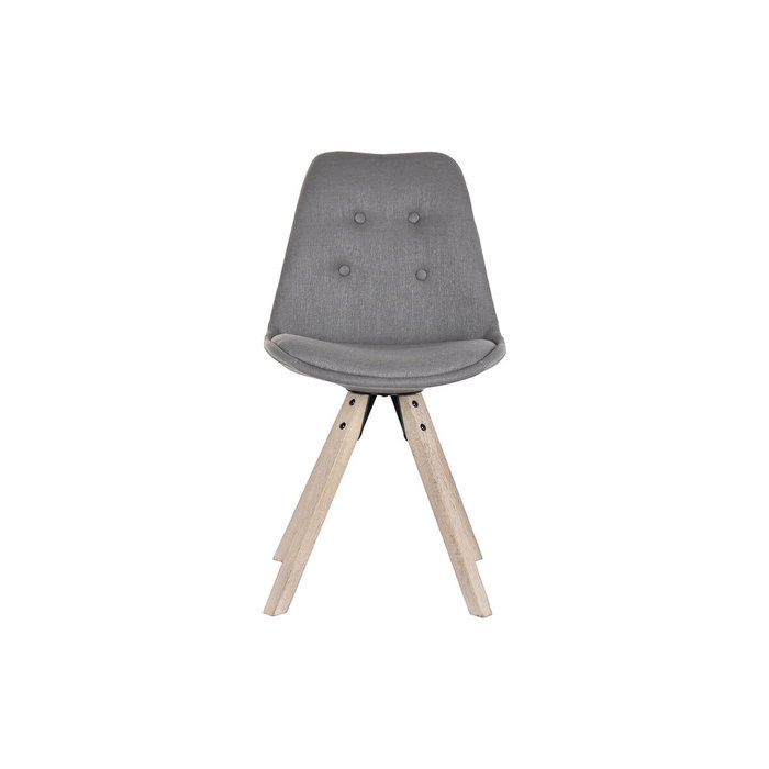 DKD Home Decor Silla de Roble y Poliéster Gris Oscuro