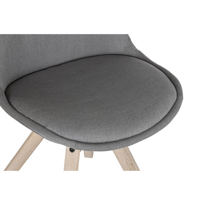 DKD Home Decor Silla de Roble y Poliéster Gris Oscuro