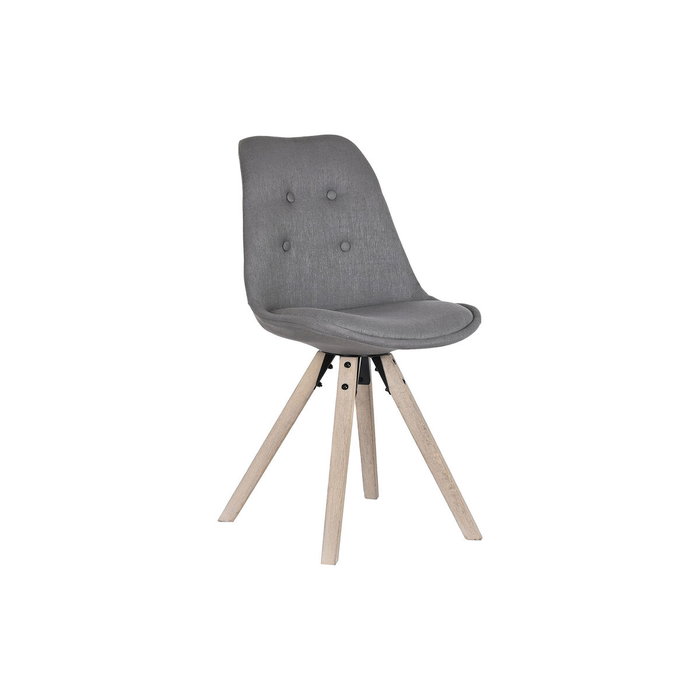 DKD Home Decor Silla de Roble y Poliéster Gris Oscuro