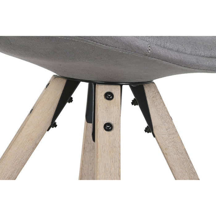 DKD Home Decor Silla de Roble y Poliéster Gris Oscuro