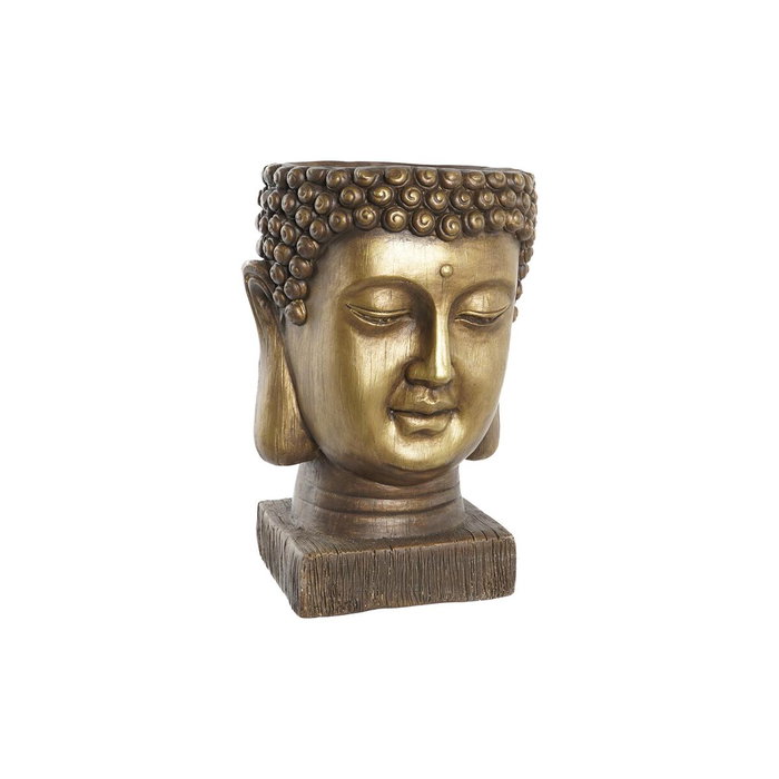 DKD Home Decor Macetero de Fibra de Vidrio Buda Envejecido Dorado