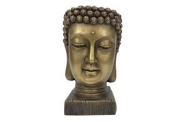 DKD Home Decor Macetero Oriental Dorado Fibra de Vidrio 25 x 36 x 25 cm con Buda