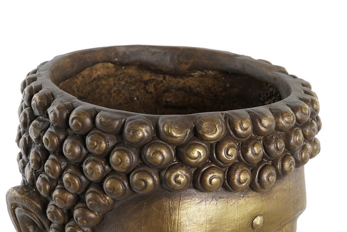 DKD Home Decor Macetero Oriental Dorado Fibra de Vidrio 25 x 36 x 25 cm con Buda