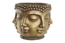 DKD Home Decor Macetero Oriental Dorado Magnesia Buda 34 x 30 x 30 cm