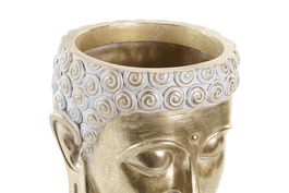 DKD Home Decor Macetero Oriental Resina Dorado Gris 17.5 x 21 x 17.5 cm