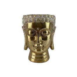 DKD Home Decor Macetero Resina Buda Dorado 17,5x17,5x21 cm