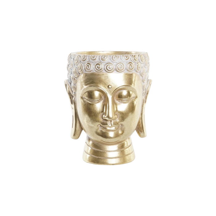 DKD Home Decor Macetero Resina Buda Dorado 17,5x17,5x21 cm