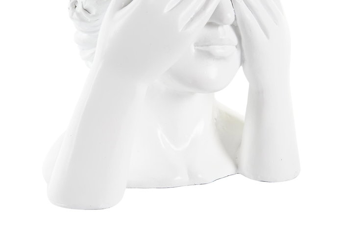 DKD Home Decor Set de 3 Maceteros de Resina Blanco y Dorado