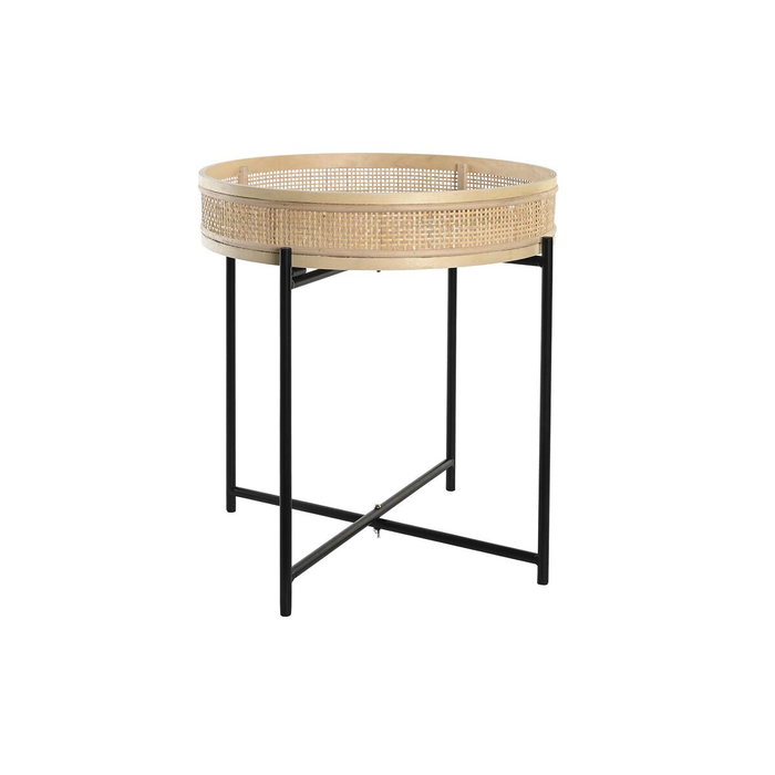 DKD Home Decor Macetero de Ratán y Metal Natural 43x43x46