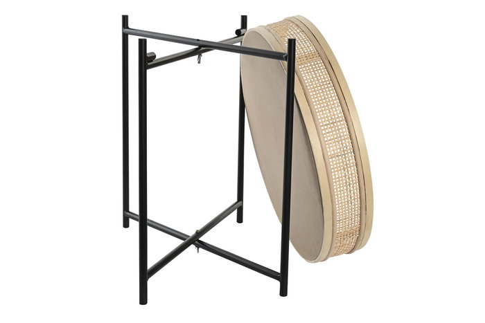 DKD Home Decor Macetero Scandi Natural Negro Ratán Metal 43 x 43 x 46 cm