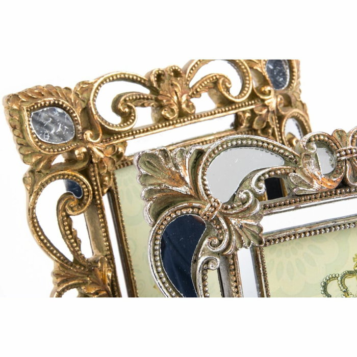 DKD Home Decor Set de 2 Marcos para Fotos 10x15 cm en Resina, Dorado y Plateado DKD Home Decor Set de 2 Marcos para Fotos 10x15 cm en Resina, Dorado y Plateado