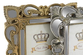DKD Home Decor Set de 2 Marcos para Fotos 10x15 cm en Resina, Dorado y Plateado