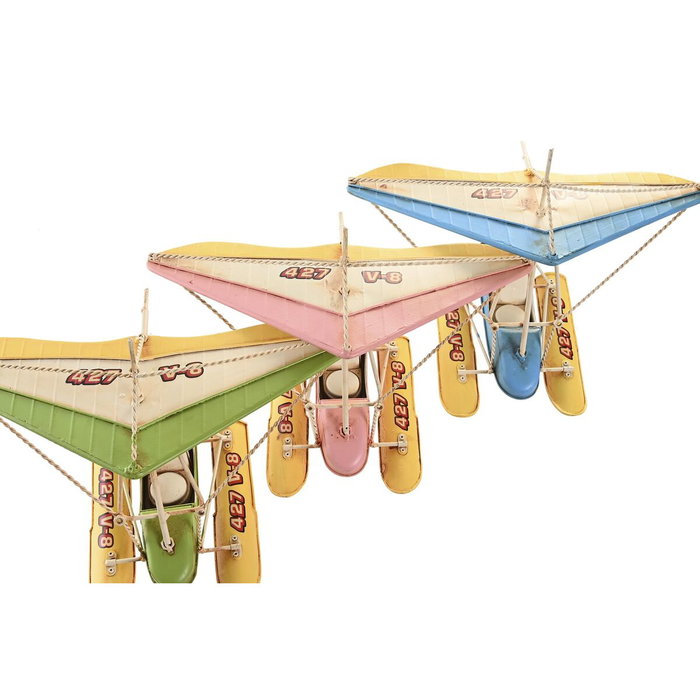 DKD Home Decor Set de 3 Vehículos de Decoración en Metal Rosa, Azul y Verde