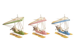 DKD Home Decor Set de 3 Vehículos de Decoración en Metal Rosa, Azul y Verde