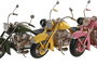 DKD Home Decor Vehículo Decoración Vintage Moto Rosa Verde Oscuro Metal 10 x 16 x 28 cm (3 Unidades)