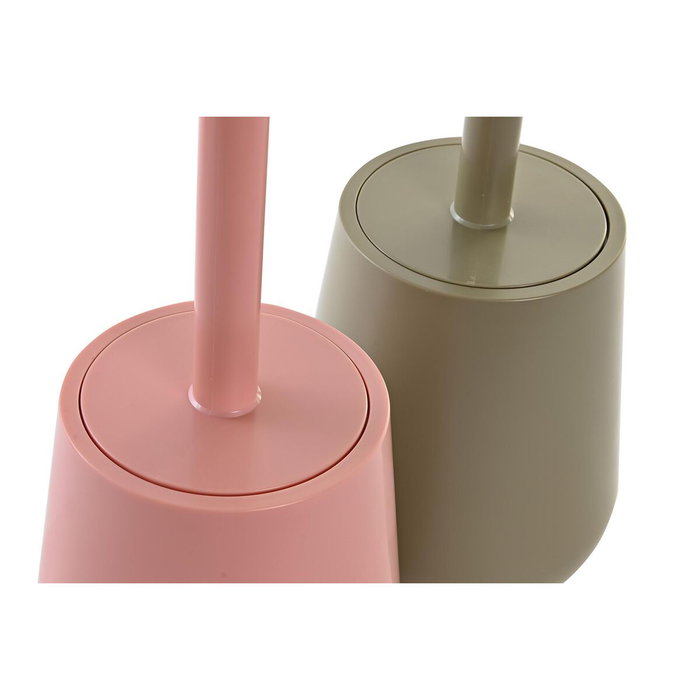 DKD Home Decor Set de 2 Escobilleros Mate Melocotón y Verde