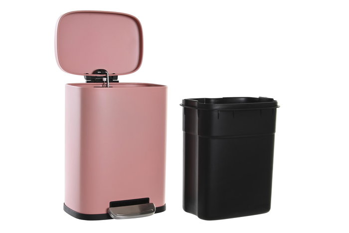 DKD Home Decor Papelera Basicos Melocoton Metal y Pp 18 x 29.5 x 21 cm