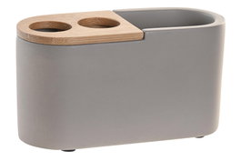 DKD Home Decor Vaso Gris Natural 11 x 4.5 x 6 cm Cemento Bambú