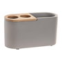 DKD Home Decor Vaso de Cemento y Bambú Mate Gris